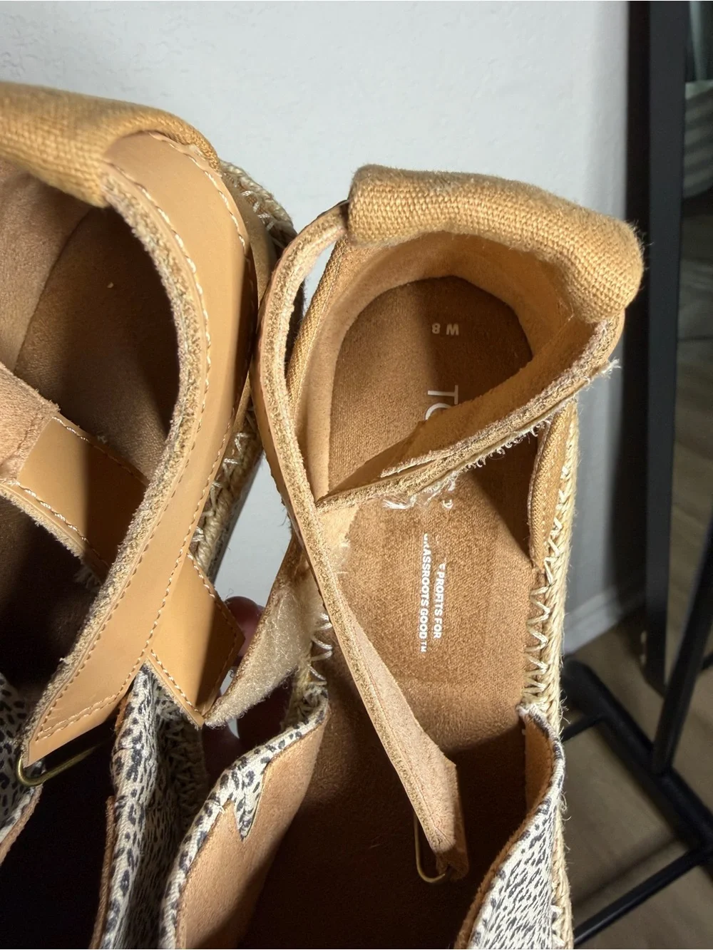 Wedge Espadrille Sandals in Tan and Cream Leopard